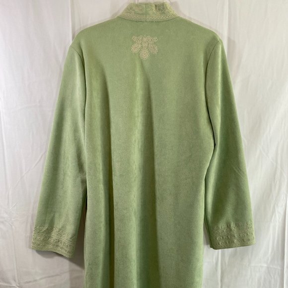 Solitaire Long Sleeve Open Duster Mint Green White Embroidery NWT Women's Size L - Picture 13 of 16